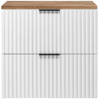 Meuble Sous Vasque à Suspendre Flow Blanc Avec Le Plan Chêne Wotan 60 Cm