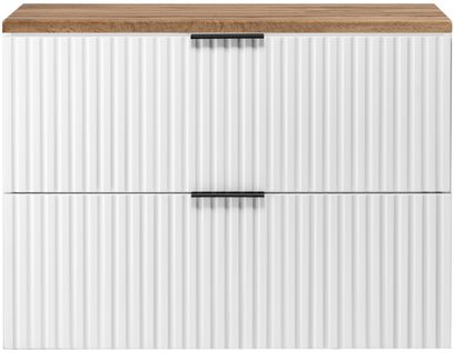 Meuble Sous Vasque à Suspendre Flow Blanc Avec Le Plan Chêne Wotan 80 Cm