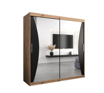 Armoire Monaco à Portes Coulissantes 200/200/62 2 Portes (artisan/noir)