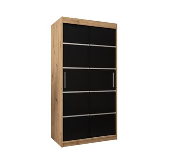 Armoire Verona 1 à Portes Coulissantes 200/100/62 2 Portes (artisan/noir)