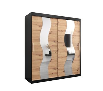 Armoire Sewilla à Portes Coulissantes 200/180/62 2 Portes (noir/artisan)