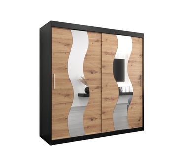 Armoire Sewilla à Portes Coulissantes 200/200/62 2 Portes (noir/artisan)