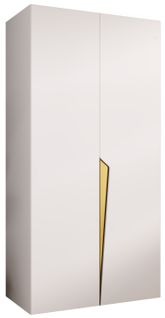 Armoire à Portes Battantes Piano 1 100 / 202 / 52 (blanc + Poignées: Doré)