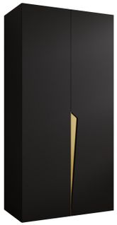 Armoire à Portes Battantes Piano 1 100 / 202 / 52 (noir + Poignées: Doré)