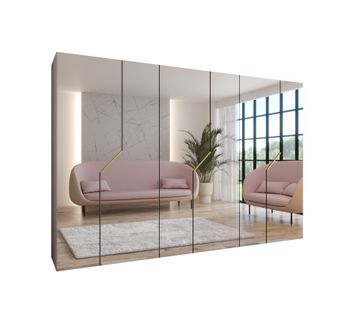 Armoire à Portes Battantes Andrew 3 300 / 202 / 52 (cachemire + Poignées: Or)