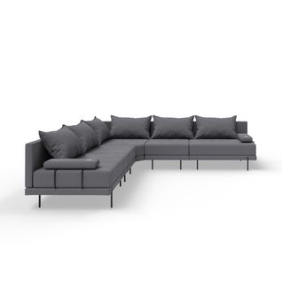 Salon D'angle De Jardin En Bois Bahama L 298 X 298 Cm Gris Foncé (set 3)