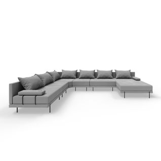 Salon D'angle De Jardin En Bois Bahama XXL 410 X 298 Cm En Forme De U - Gris Côté Gauche (set 5)