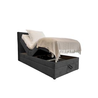 Lit 90x200 Sorrento - Ensemble Relaxation Électrique En Tissu Gris Foncé