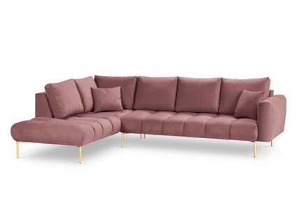 Canapé D'angle Gauche "hastings" 5 Places En Velours Rose