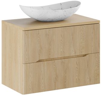 Meuble Suspendu Sous Vasque 80 Cm Nordic Chêne Cremona Avec Plan Et Vasque Lena