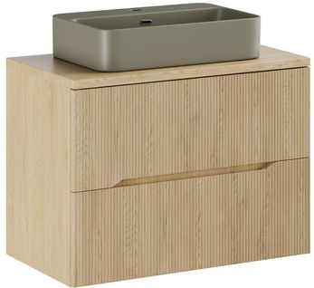 Meuble Suspendu Sous Vasque 80 Cm Nordic Chêne Cremona Avec Plan Et Vasque Trust