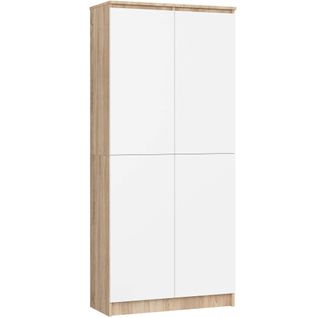 Bibliothèque De Bureau, Armoire R80 Sonoma 80 Cm 2 Portes Façade Blanche 8 Étagères 80x35x180