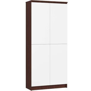 Bibliothèque De Bureau, Armoire R80 Wengé 80 Cm 2 Portes Façade Blanche 8 Étagères 80x35x180