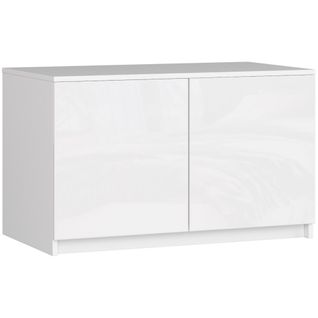 Surmeuble Pour Armoire S90 Blanc 90 Cm 2 Portes Façade Blanche Brillante 2 Étagères 90x51x55