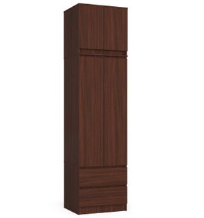 Armoire Avec Surmeuble Star Wengé 60 Cm 2 Portes 2 Tiroirs Façade Wengé 3 Étagères 60x51x234