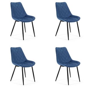 Lot De 4 Chaises Matelassées De Salle à Manger En Velours Sj.0488 Bleu
