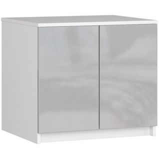 Surmeuble Pour Armoire S60 Blanc 60 Cm 2 Portes Façade Métallique Brillant 2 Étagères 60x51x55