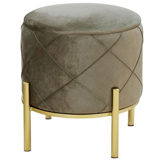 Pouf De Rangement Avec Couvercle Matelassé Savana Velour Colour Beige Hauteur 40 Cm