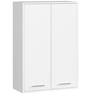 Armoire Salle De Bains Suspendue Fin Blanche 64 Cm 2 Portes Pleine Blanche 64x30x94 Cm