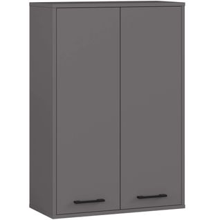 Armoire Salle De Bains Suspendue Fin Gris Graphite 64 Cm 2 Portes Pleine Gris Graphite 64x30x94 Cm