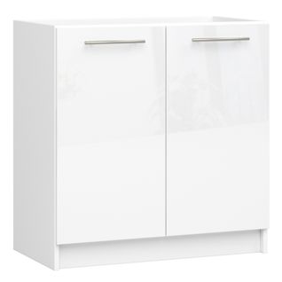 Meuble De Cuisine Bas S80 Pour Évier Oliwia Modulable Blanc 80 Cm 2 Portes Couleur Blanc Brillant