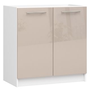 Meuble De Cuisine Bas S80 Pour Évier Oliwia Modulable Blanc 80 2 Portes Couleur Cappuccino Brillant