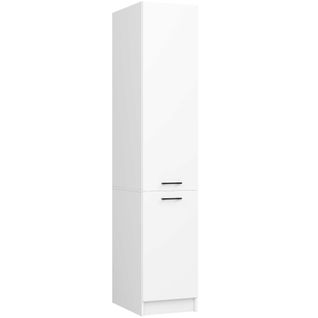 Colonne De Cuisine Oliwia Blanche 40 Cm 2 Portes Façade Blanche 6 Étagères 40x57x205 Cm