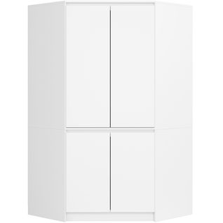 Armoire D'angle s100 Blanche 100 Cm 4 Portes Façade Blanche 6 Étagères 100x50x180 Cm