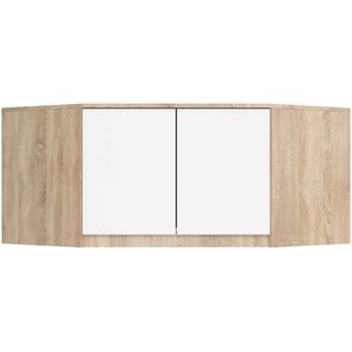 Surmeuble Pour Armoire S100 Chêne Sonoma 100 Cm 2 Portes Façade Blanche 3 Étagères 100x50x55 Cm