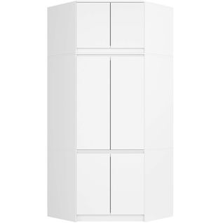 Armoire D'angle Avec Surmeuble S100 Blanche 100 Cm 6 Portes Façade Blanche 100x50x235 Cm