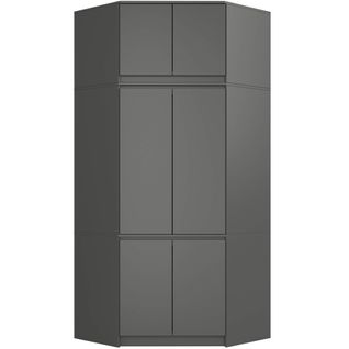Armoire D'angle Avec Surmeuble S100 Gris Graphite 100 Cm 6 Portes 100x50x235 Cm