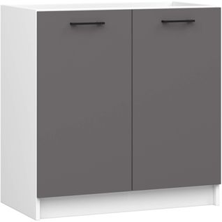 Armoires De Cuisine Basse S80 Pour Évier Oliwia Blanc, Gris Graphite 2 Portes 80x46x82 Cm