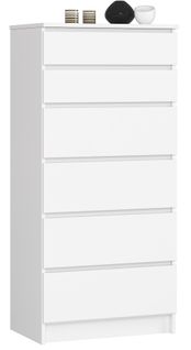 Akord Commode 6 Tiroirs Blanche 60x40x130