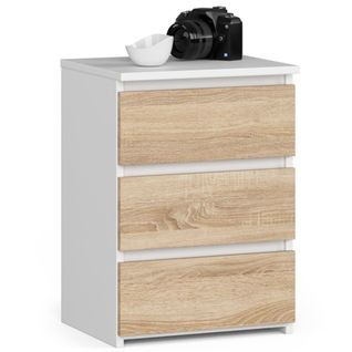 Akord Chevet Bas De Rangement Blanc Et Chêne Sonoma Style Moderne 40x35x57