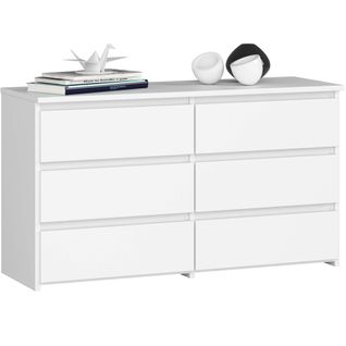 Akord Commode 6 Tiroirs Blanc 100x35x57