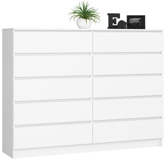 Akord Commode 10 Tiroirs Blanche 160x40x121
