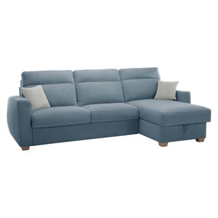 Canapé angle reversible CALYPSO tissu curio 74 bleu