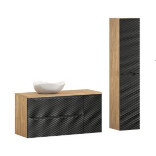 Ensemble Meubles Salle De Bain 120 Cm Avec Plan Vasque, Vasque à Poser Cloud, Colonne Haute