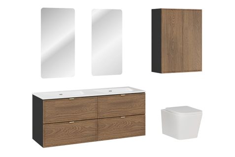 Ensemble Meuble 120 Cm Avec Lavabo Sky, Demi-colonnes, Miroir LED