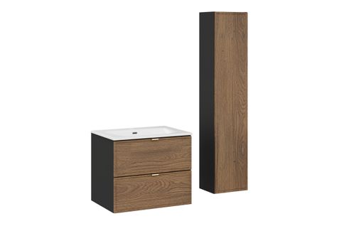 Ensemble De Meubles 60 Cm Avec Meuble Vasque Sky Et Colonne Haute