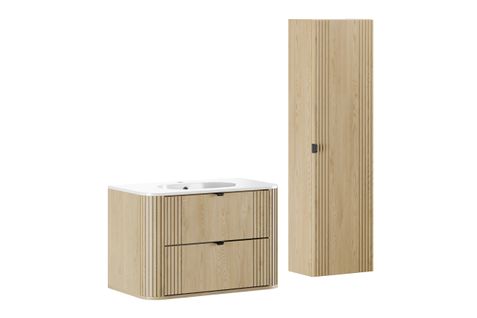 Ensemble Meuble 80 Cm Avec Vasque Pure Et Colonne Haute