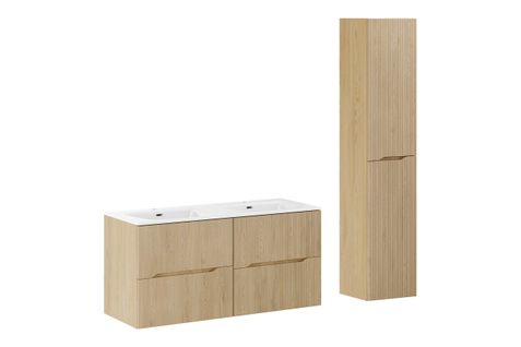 Sky, Ensemble Meuble 120 Cm Avec Meuble Sous-vasque Et Colonne Haute