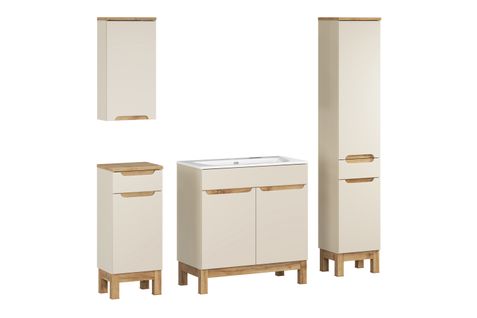 Sky Ensemble De Meubles De Salle De Bain 80 Cm, Meuble Sous-vasque Et Colonne Haute