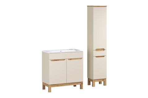 Sky, Ensemble De Meubles De Salle De Bain 80 Cm Avec Meuble Vasque Et Colonne Haute