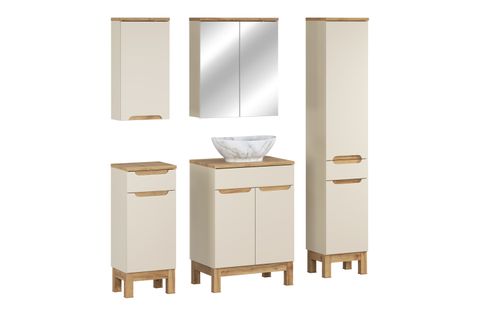 Ensemble De Meubles De Salle De Bain 60 Cm Avec Plan, Vasque à Poser Pati, Colonne
