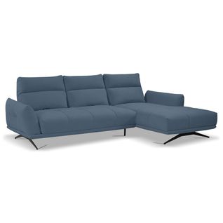 Canapé d'angle méridienne d GIOVANNI tissu bull bleu foncé