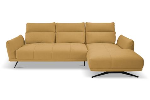 Canapé d'angle méridienne d GIOVANNI tissu bull moutarde