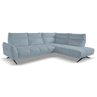 Canapé d'angle droit GIOVANNI tissu bull bleu clair