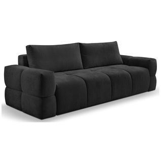 Canapé 3 places convertible FLOCCA tissu noir