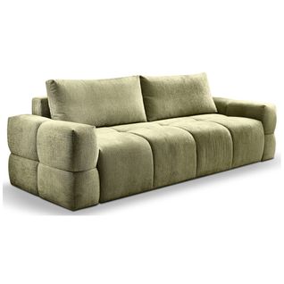 Canapé 3 places convertible FLOCCA tissu kaki